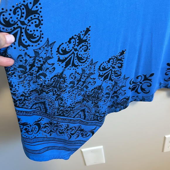 Asymmetrical long tunic by Bianca Nygard, women’s, size L-XL, blue with black - Picture 3 of 7